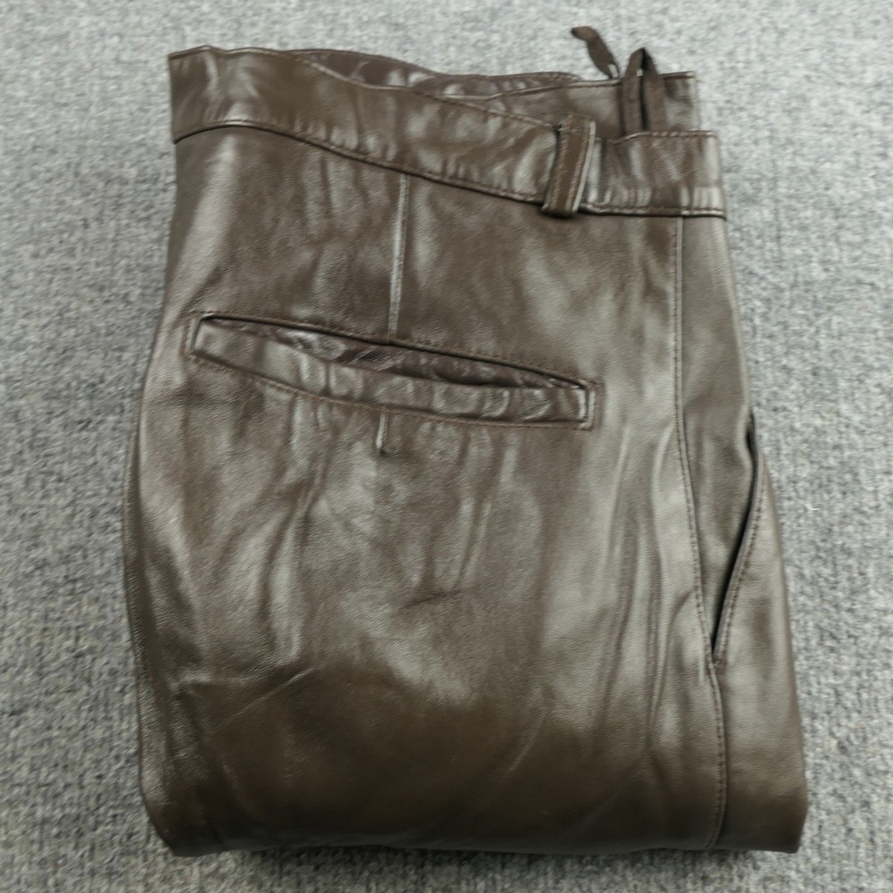 Vintage Bagazio Leather Pants Men 36x32 Brown Baggy Pleated Front  Hip Hop 90s